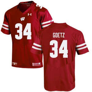 Mens Wisconsin Badgers C.J. Goetz #34 Red Player Jerseys 509903-424