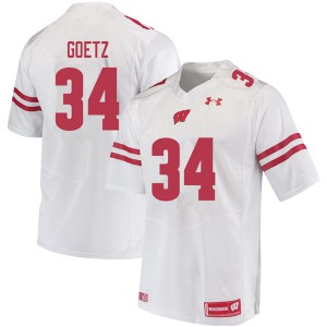 Mens Wisconsin Badgers C.J. Goetz #34 Embroidery White Jersey 597743-939
