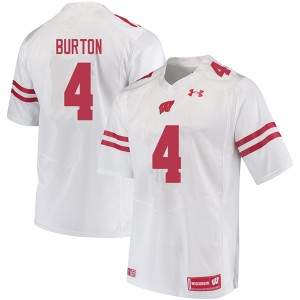 Mens Wisconsin Badgers Donte Burton #4 College White Jerseys 571444-588