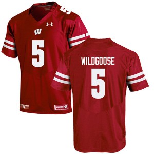 Mens Wisconsin Badgers Rachad Wildgoose #5 Red Stitched Jersey 391483-933