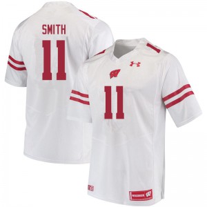 Mens Wisconsin Badgers Alexander Smith #11 White College Jersey 235577-608