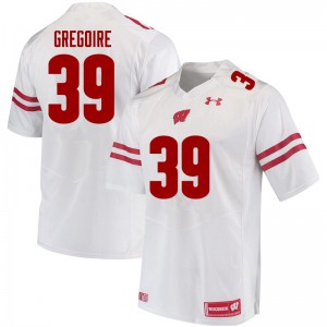 Men Wisconsin Badgers Mike Gregoire #39 White Embroidery Jerseys 100260-594