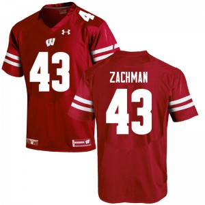 Men Wisconsin Badgers Preston Zachman #43 University Red Jerseys 476119-500