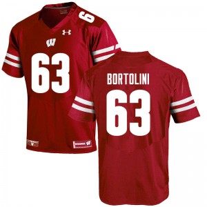 Mens Wisconsin Badgers Tanor Bortolini #63 Red Stitched Jersey 137009-179