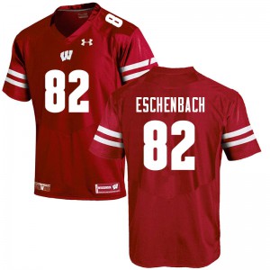 Mens Wisconsin Badgers Jack Eschenbach #82 Red Embroidery Jerseys 982116-108