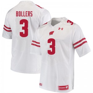 Mens Wisconsin Badgers T.J. Bollers #3 Stitch White Jersey 918997-232
