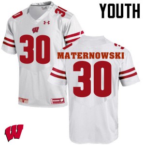 Youth Wisconsin Badgers Aaron Maternowski #30 Player White Jerseys 919652-359