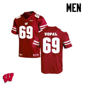 Mens Wisconsin Badgers Aaron Vopal #69 Red College Jersey 271470-392