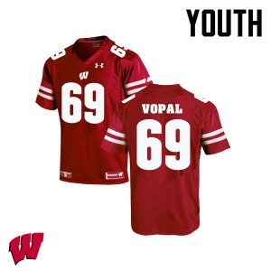 Youth Wisconsin Badgers Aaron Vopal #69 Red Official Jersey 603666-982