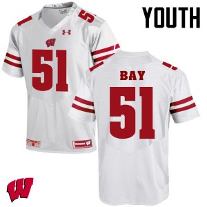 Youth Wisconsin Badgers Adam Bay #51 High School White Jerseys 722100-471