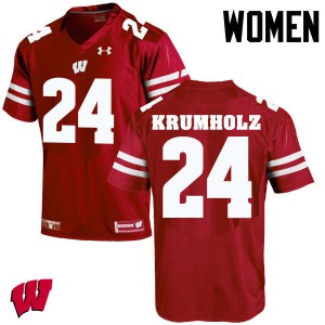 Women's Wisconsin Badgers Adam Krumholz #24 Red Stitch Jersey 451507-193