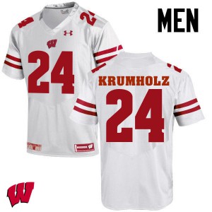 Mens Wisconsin Badgers Adam Krumholz #24 Embroidery White Jerseys 372132-511