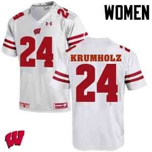 Women's Wisconsin Badgers Adam Krumholz #24 High School White Jersey 790140-719