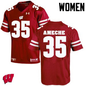 Womens Wisconsin Badgers Alan Ameche #35 Official Red Jersey 722738-594