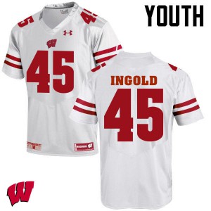 Youth Wisconsin Badgers Alec Ingold #45 Embroidery White Jerseys 365864-492