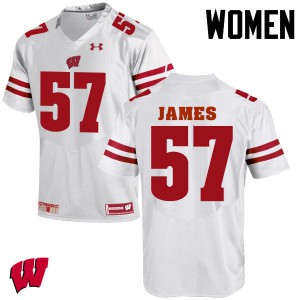 Women Wisconsin Badgers Alec James #57 White College Jersey 785786-835