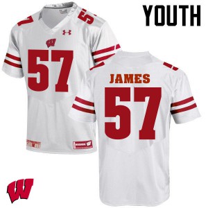 Youth Wisconsin Badgers Alec James #57 Official White Jerseys 518697-903
