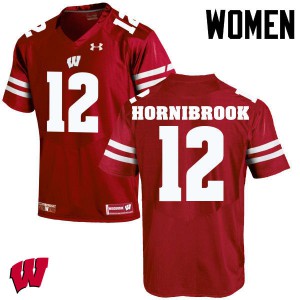 Womens Wisconsin Badgers Alex Hornibrook #12 Red Embroidery Jersey 231982-612