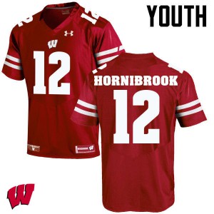 Youth Wisconsin Badgers Alex Hornibrook #12 Stitch Red Jerseys 236537-888
