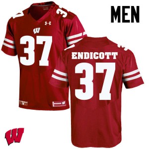Men's Wisconsin Badgers Andrew Endicott #37 Player Red Jersey 181896-730