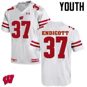 Youth Wisconsin Badgers Andrew Endicott #37 High School White Jersey 291311-707