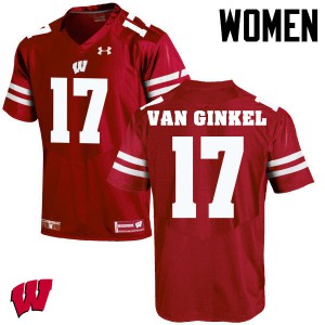 Womens Wisconsin Badgers Andrew Van Ginkel #17 Red Embroidery Jerseys 592225-811