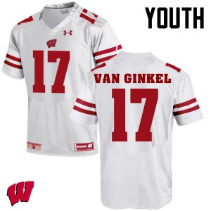 Youth Wisconsin Badgers Andrew Van Ginkel #17 White Football Jerseys 776318-510