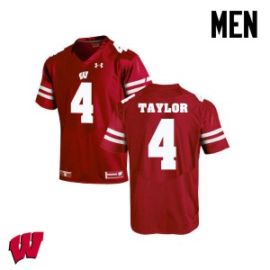 Mens Wisconsin Badgers A.J. Taylor #84 Red Embroidery Jersey 251894-458