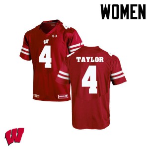 Women Wisconsin Badgers A.J. Taylor #4 Red Official Jerseys 678539-832