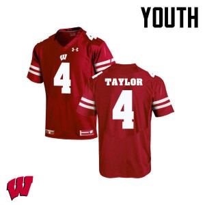 Youth Wisconsin Badgers A.J. Taylor #84 Stitch Red Jersey 438655-534