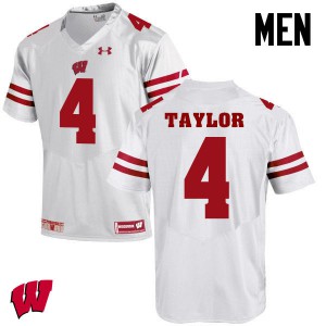 Men's Wisconsin Badgers A.J. Taylor #4 Stitch White Jerseys 279813-941