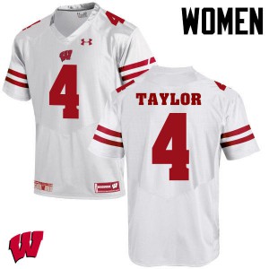 Womens Wisconsin Badgers A.J. Taylor #4 White Stitched Jerseys 342171-645