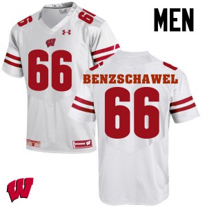 Men's Wisconsin Badgers Beau Benzschawel #66 White Football Jerseys 486302-209