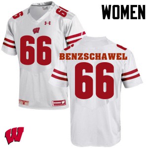 Women Wisconsin Badgers Beau Benzschawel #66 White Alumni Jersey 511151-826