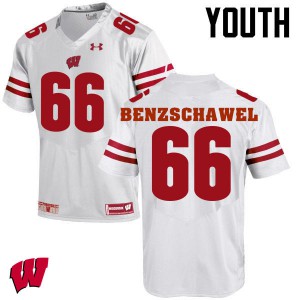 Youth Wisconsin Badgers Beau Benzschawel #66 Football White Jersey 541910-369