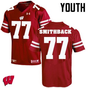 Youth Wisconsin Badgers Blake Smithback #77 Official Red Jerseys 710523-368