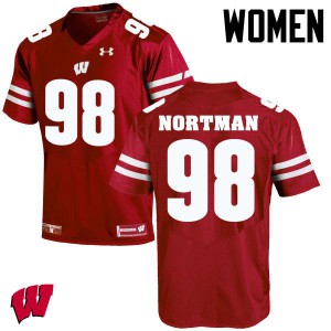 Women Wisconsin Badgers Brad Nortman #98 Red Football Jerseys 294286-624