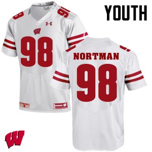 Youth Wisconsin Badgers Brad Nortman #98 College White Jerseys 485446-209