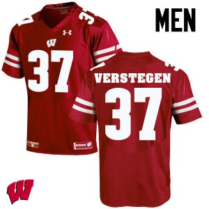 Men's Wisconsin Badgers Brett Verstegen #37 Red University Jerseys 468912-827
