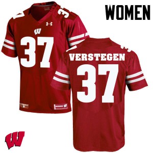 Women Wisconsin Badgers Brett Verstegen #37 Red NCAA Jersey 718236-496
