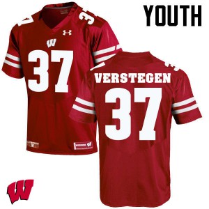 Youth Wisconsin Badgers Brett Verstegen #37 College Red Jerseys 649368-970