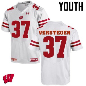 Youth Wisconsin Badgers Brett Verstegen #37 White Football Jersey 434158-182