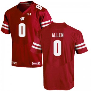 Mens Wisconsin Badgers Braelon Allen #0 Red Player Jersey 428154-368