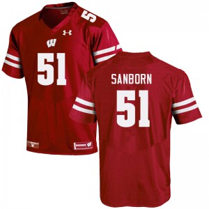 Mens Wisconsin Badgers Bryan Sanborn #51 Official Red Jersey 686331-440
