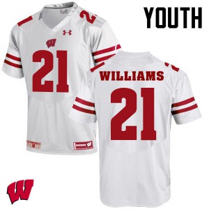 Youth Wisconsin Badgers Caesar Williams #21 College White Jersey 313685-407