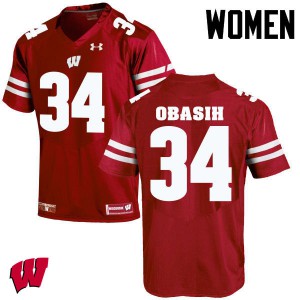Womens Wisconsin Badgers Chikwe Obasih #34 Red High School Jersey 440101-208