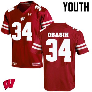 Youth Wisconsin Badgers Chikwe Obasih #34 Red Embroidery Jerseys 629469-971