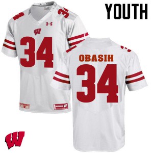 Youth Wisconsin Badgers Chikwe Obasih #34 White NCAA Jersey 560130-608