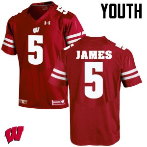Youth Wisconsin Badgers Chris James #5 Football Red Jersey 351845-761