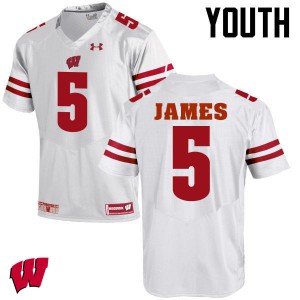 Youth Wisconsin Badgers Chris James #5 White Football Jersey 461438-134